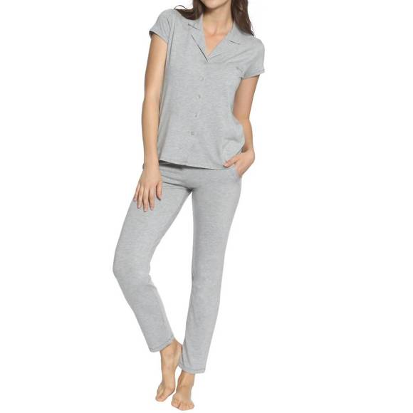 NEW TWELVE EIGHTY EIGHT brenda short sleeve pajama set in heather gray